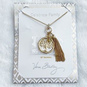 New Vera Bradley Celebrate Family Tree of Life Charm & Tassel Necklace | 32 in.